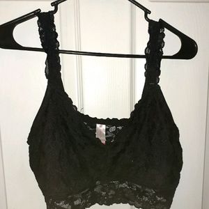 2 black lace bralettes